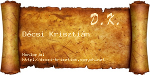 Décsi Krisztián névjegykártya